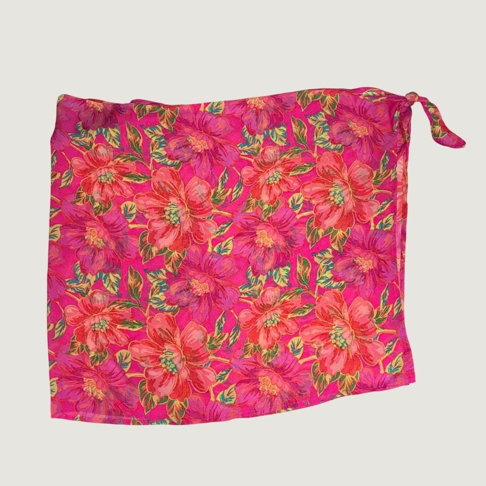 Beach Riot Pink Floral Printโ Sarong Wrap Skirt Swim Cover Up One Size